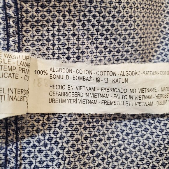 ZARA Shirt Mens Large Slim Fit Long Sleeve Blue Cotton Button Up Geometric Print - Picture 8 of 9